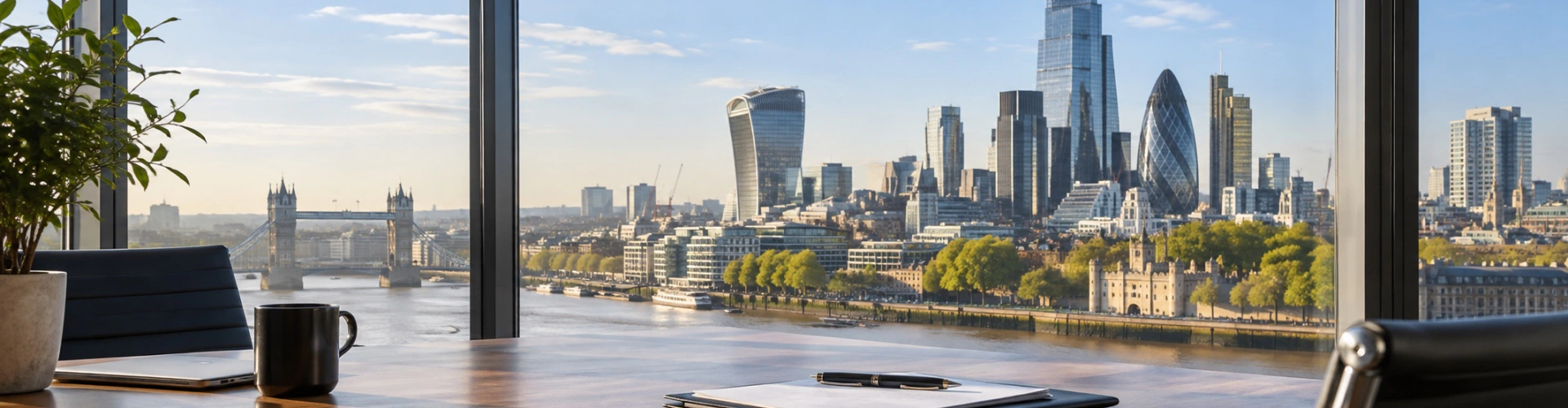 英国城市商务景观与公司注册文件概念图